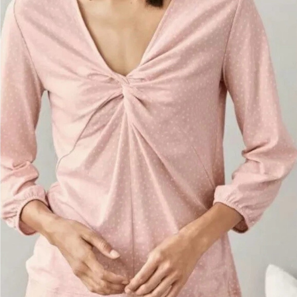 Garnet Hill Pink Twist-Front Pajama Top